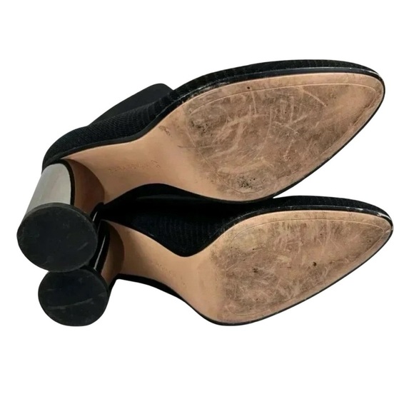 Zara Woman Size 37 Knit Mirror Chrome Heels Black Sock Boots Ankle Booties - Picture 9 of 9